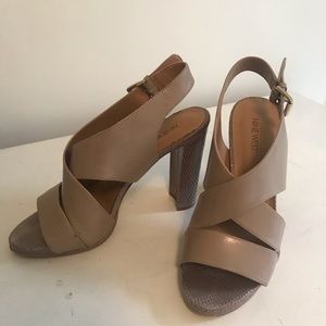 Beige Nine West Block Heel Sandals